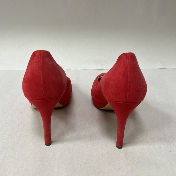 Hogl Red Suede High Heel Pumps Almond Toe Size 6.5 - Picture 4 of 8